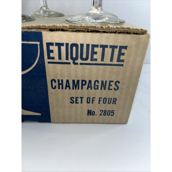 4 Champagne -Wine Glass Luminarc Etiquette France Margarita Glass #2805 MCM Box - Picture 6 of 6